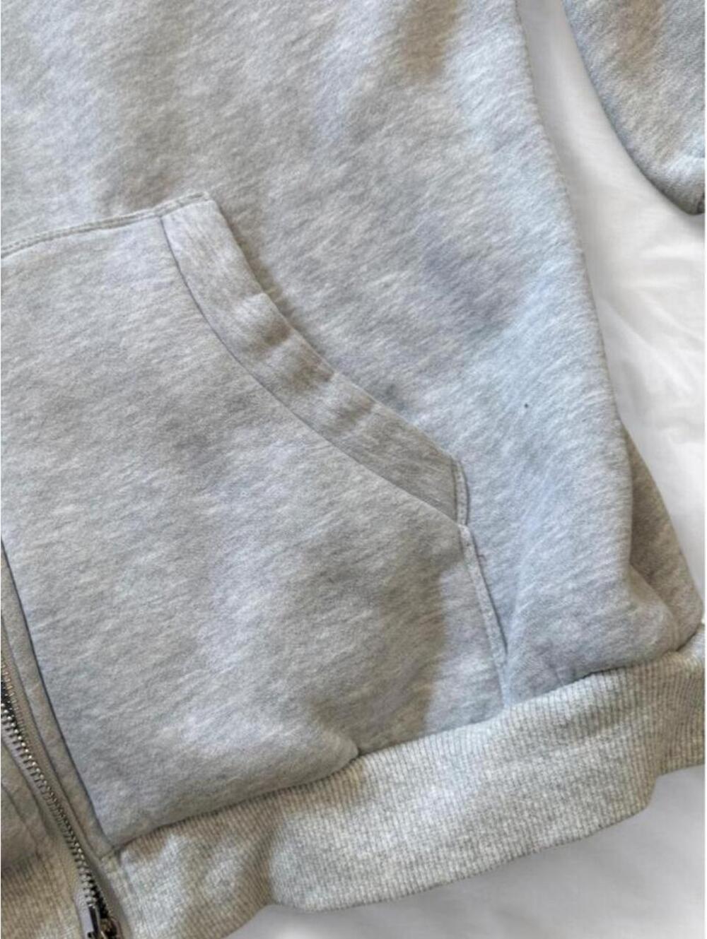 Heather Gray Full Zip Fleece Hoodie - Picture 3 of 8